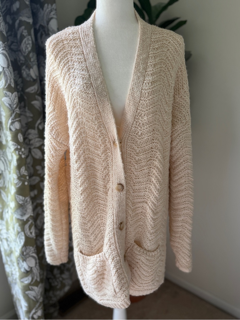 Kimchi Blue Peach Open-Front Button Cardigan
